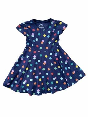 Primary Size 5 Twirly Pocket Dress In Navy Rainbow Confetti Dots